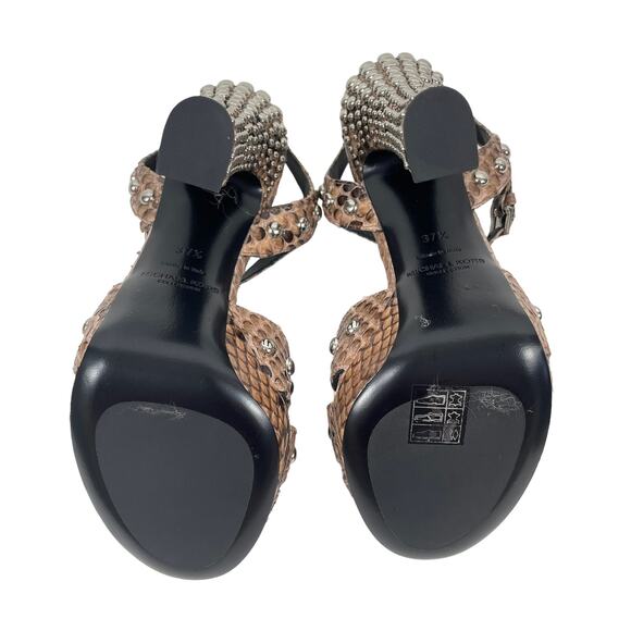 Michael Kors Rosanna Sandals Genuine Python Studded Size 37.5 - Picture 10 of 12
